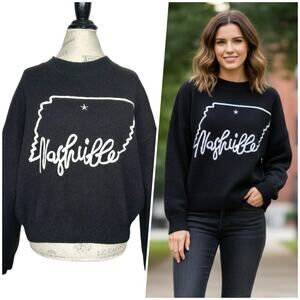 Arula | Women | Black Knit Nashville Tennessee Mock Neck LS Sweater | Sz X-XL